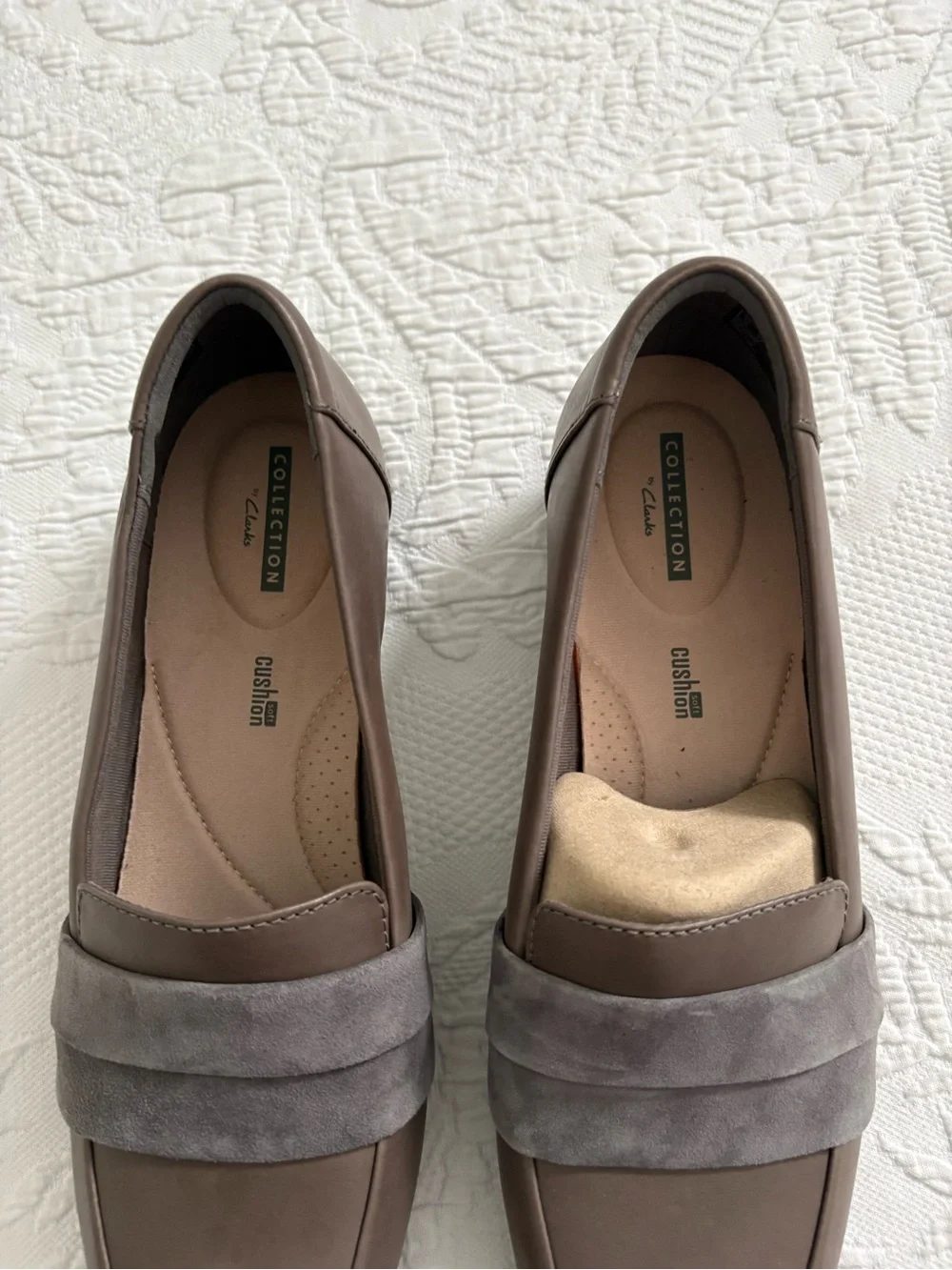 Clarks Collection Juliet Rose Leather Loafer Gray pumps low heel slip on size 11